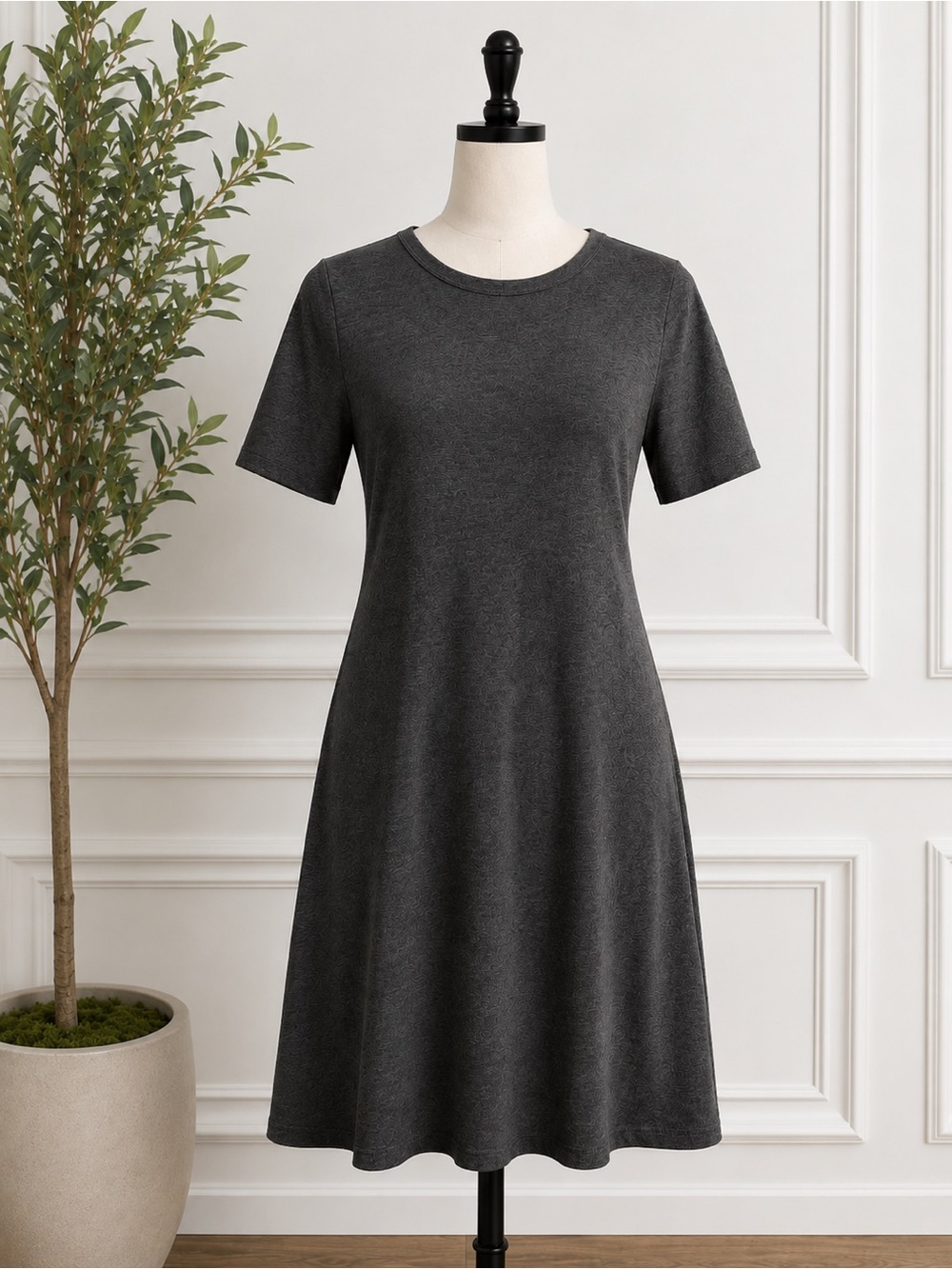 J.Crew Charcoal Gray Knit Short Sleeve Mini T-Shirt Dress Size XS